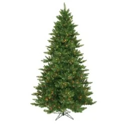 7.5' X 55" Prelit Camdon Fir 1,758 Tips 800 Multi-Color Miniature Lights Metal Base Vickerman Artificial Christmas Tree