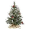 Vickerman Unlit Artificial Christmas Tree With Frosted Cones And Red Berries (27660) -Roman Shop 27660lg