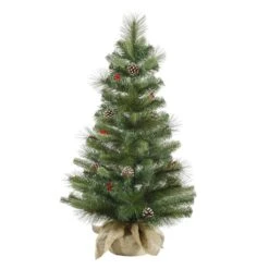 Vickerman Pre-Lit Artificial Christmas Tree With White Tip Pine Cones And Shiny Red Berries (27735)