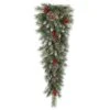 Vickerman Unlit Artificial Christmas Teardrop With White Tips, Red Berries And White Tip Cones (27785) -Roman Shop 27785lg