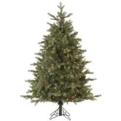 Vickerman Pre-Lit Artificial Christmas Tree With Pine Cones (Includes On / Off Foot Switch) (32780)