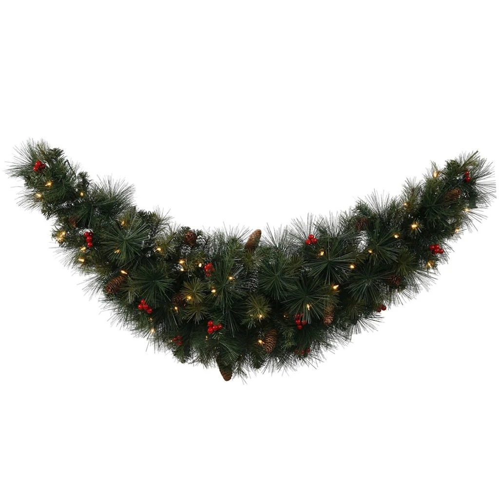 Vickerman Pre-Lit Artificial Christmas Swag Garland With Berries And Pine Cones (33498) 3 Vickerman Pre-Lit Artificial Christmas Swag Garland With Berries And Pine Cones (33498)