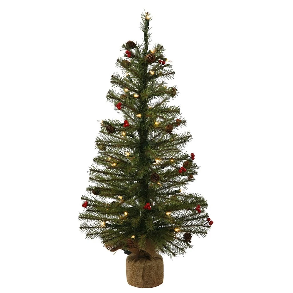 Vickerman Pre-Lit Artificial Christmas Tree With Berries And Pine Cones (335109) 3 Vickerman Pre-Lit Artificial Christmas Tree With Berries And Pine Cones (335109)