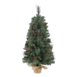 Vickerman Unlit Artificial Christmas Tree With Red Berries And Pine Cones (370513)