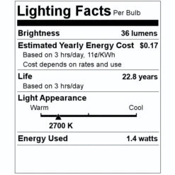American Lighting LED Light Bulb (pack Of 25) (57162) -Roman Shop 57162 Lighting Facts Labelmd